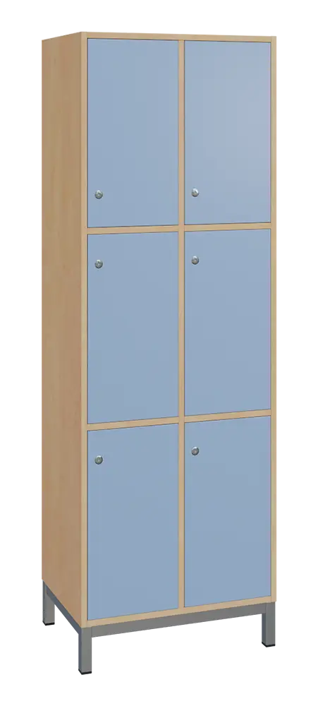 SBS-3322 šatní skříň 6-boxová, 1800x600x400 mm, kovové nohy, korpus bříza irská, dvířka blankyt